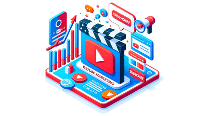 YouTube marketing isometric icon
